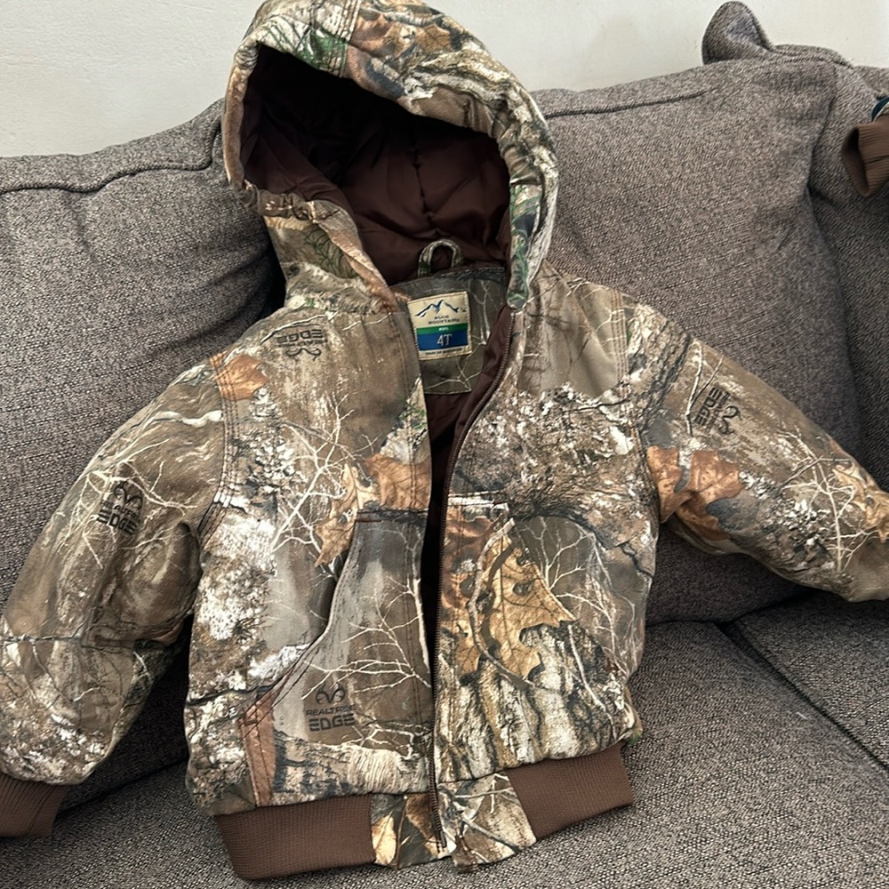 Real tree blue mountain kids camo jacket